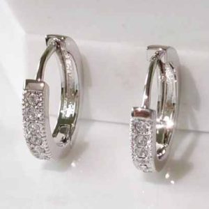 925 Sterling Silver Hoop Earrings with Crystal Rhinestones | 18k Gold Plated Hypoallergenic Women's Jewelry
