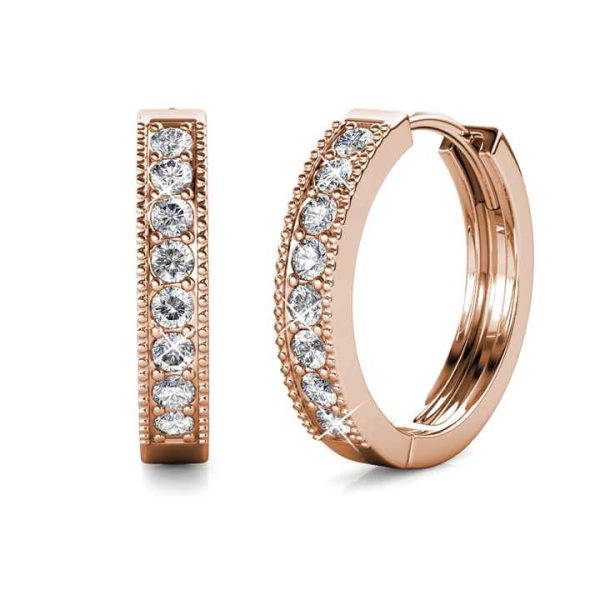 Sterling Silver 925 Premium Austrian Crystal Jewelry 18k Gold Plated Eclat Earrings Hoop Earrings