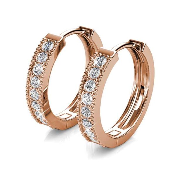 Sterling Silver 925 Premium Austrian Crystal Jewelry 18k Gold Plated Eclat Earrings Hoop Earrings