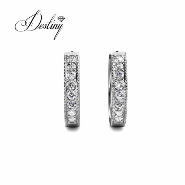 Sterling Silver 925 Premium Austrian Crystal Jewelry 18k Gold Plated Eclat Earrings Hoop Earrings