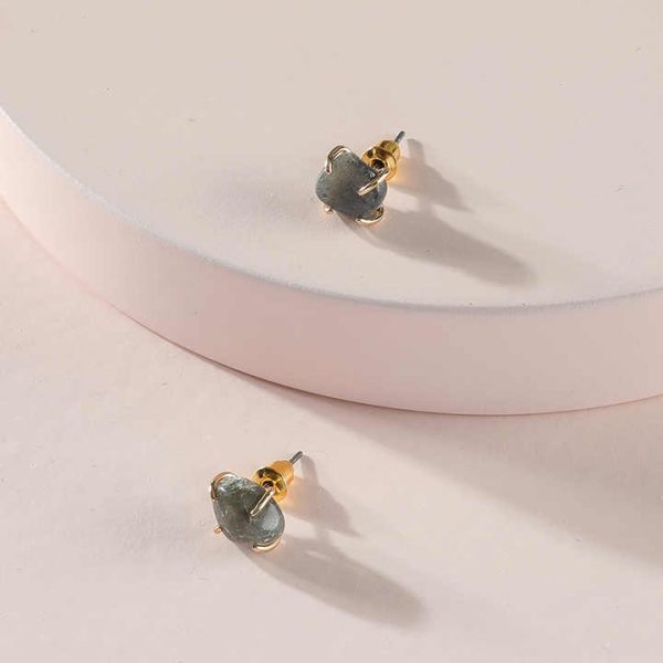 Raw Crystal Stud Earrings Engagement Jewelry Rose Quartz Amethyst Gemstone Earrings