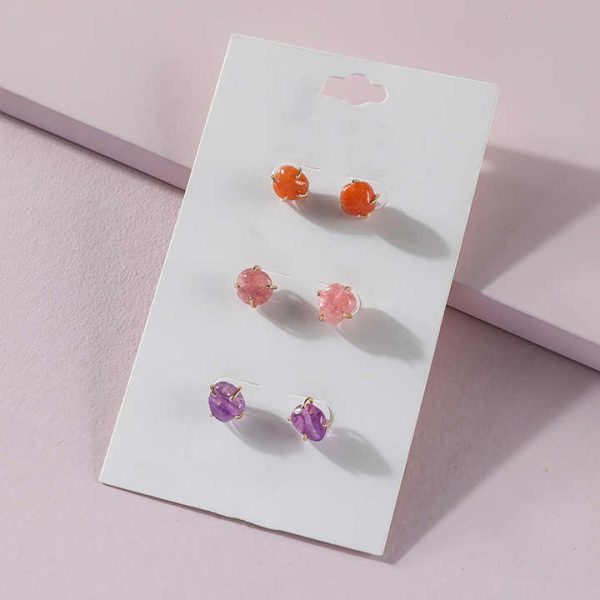Raw Crystal Stud Earrings Engagement Jewelry Rose Quartz Amethyst Gemstone Earrings