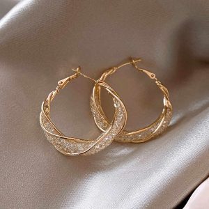 925 Sterling Silver Twisting Zircon Crystal Earrings Light Luxury Elegant Ear Studs for Women Customizable Size