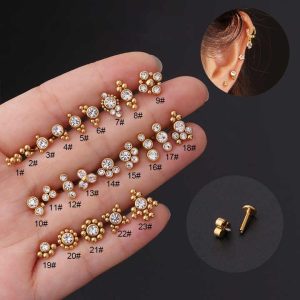 Trendy Stainless Steel White Zircon Stud Earrings with Helix Curve Design for Women
