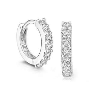 925 Sterling Silver Vintage Geometric Crystal Hoop Earrings for Women