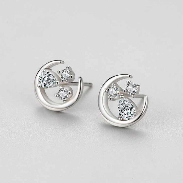 Crystal Zirconia Stud Accesorios De Mujer Sterling Silver 925 Jewellery Earrings Silver