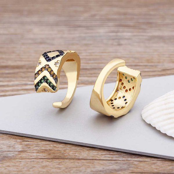 Classic Geometric Design Crystal Cuff Earring Women Multicolor C-Shape No Pierced Wedding Ear Clip Jewelry Accessories Gift