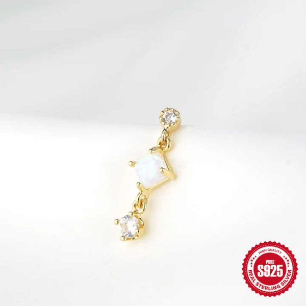 Jewellery Manufacturer Gold Plated 2024 New Arrival Women Crystal S925 Sterling Silver Opal Stone Moon and Star Huggie Earrings