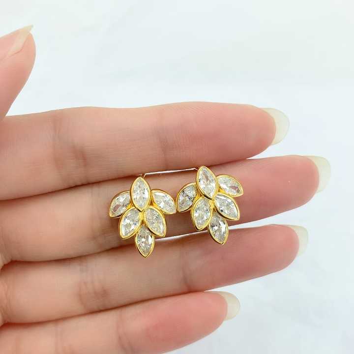 925 Sterling Silver Shiny Marquise Leaf Cubic Zirconia CZ Crystal Stud Earrings for Women or Wedding Party