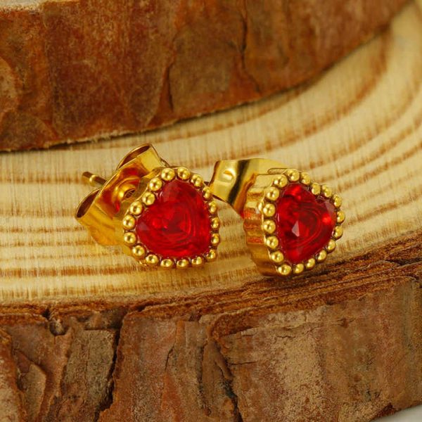18K Gold Plated Micro Pave Crystal Heart Love Earring Fancy Stainless Steel Bling Zirconia Earrings for Women Festival Jewelry