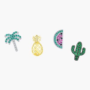 925 Sterling Silver Stud Earrings with Zircon Crystals, Cute Fruit Design Small Jewelry for Women