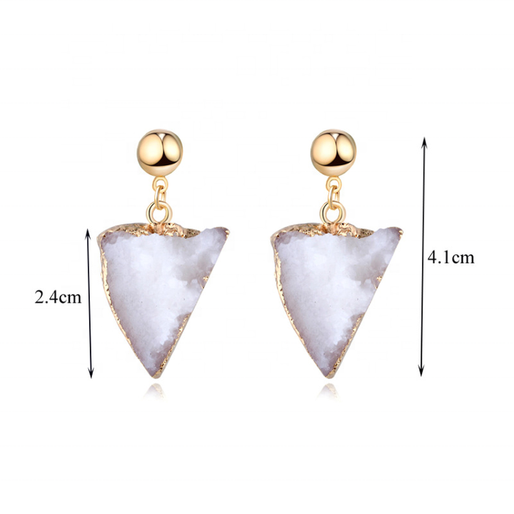 Agate Druzy Stone,Waterdrop Druzy Dangle Earrings Geometric Quartz Stone Drop Earrings ,raw Crystal Earring