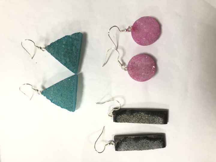 Agate Druzy Stone,Waterdrop Druzy Dangle Earrings Geometric Quartz Stone Drop Earrings ,raw Crystal Earring