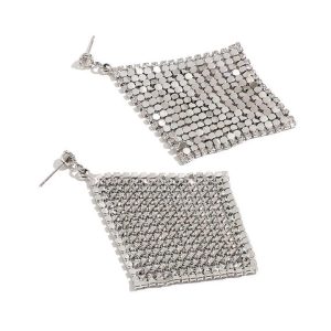 Trendy Crystal Rhinestone Ear Clip Drop Earrings Silver Gold Plated Alloy Bling Sequins Jewelry for Party Wedding Gift