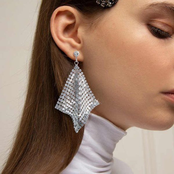 LUOYAN Fashion Crystal Rhinestone Stud Earrings Super Bling Diamond Paillette Rhinestones Sequins Drop Earrings