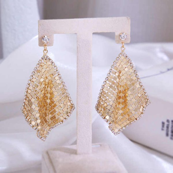 LUOYAN Fashion Crystal Rhinestone Stud Earrings Super Bling Diamond Paillette Rhinestones Sequins Drop Earrings