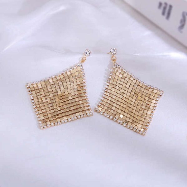 LUOYAN Fashion Crystal Rhinestone Stud Earrings Super Bling Diamond Paillette Rhinestones Sequins Drop Earrings