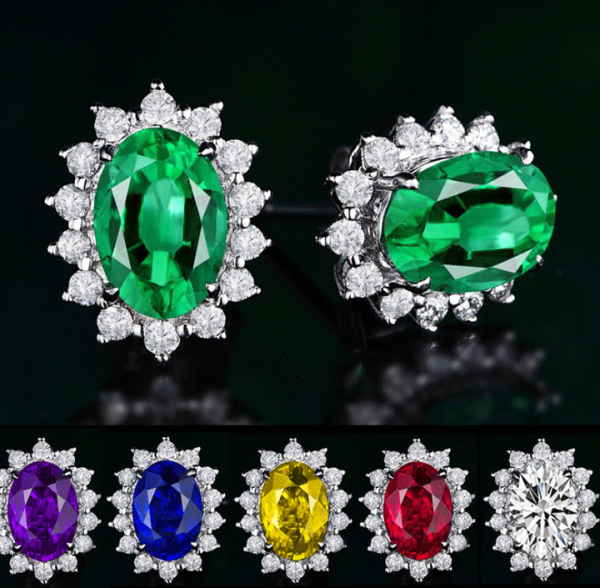 NEW Fashion Oval Stick Earrings Princess Crystal Earrings Jewelry for Women