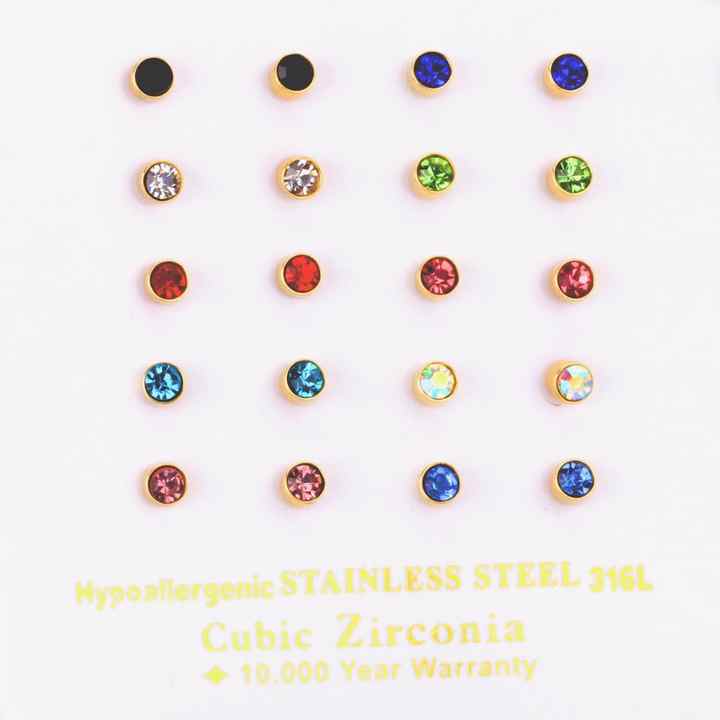 Newest Design Colorful Crystal Stud Earrings Fashion Unisex Round Earing Jewelry