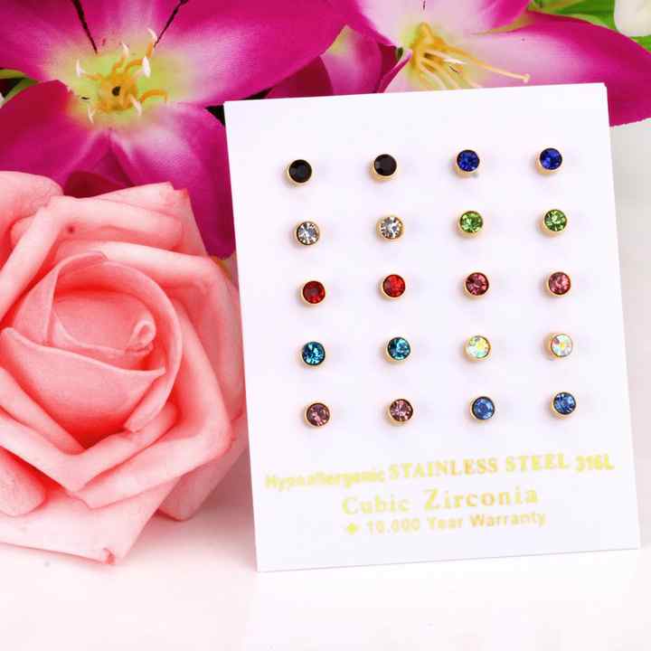 Newest Design Colorful Crystal Stud Earrings Fashion Unisex Round Earing Jewelry