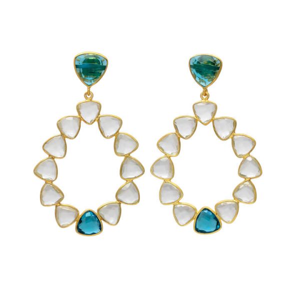 Beautiful Earrings for Women's Earrings London Blue Topaz Hydro & Crystal Quartz Earrings