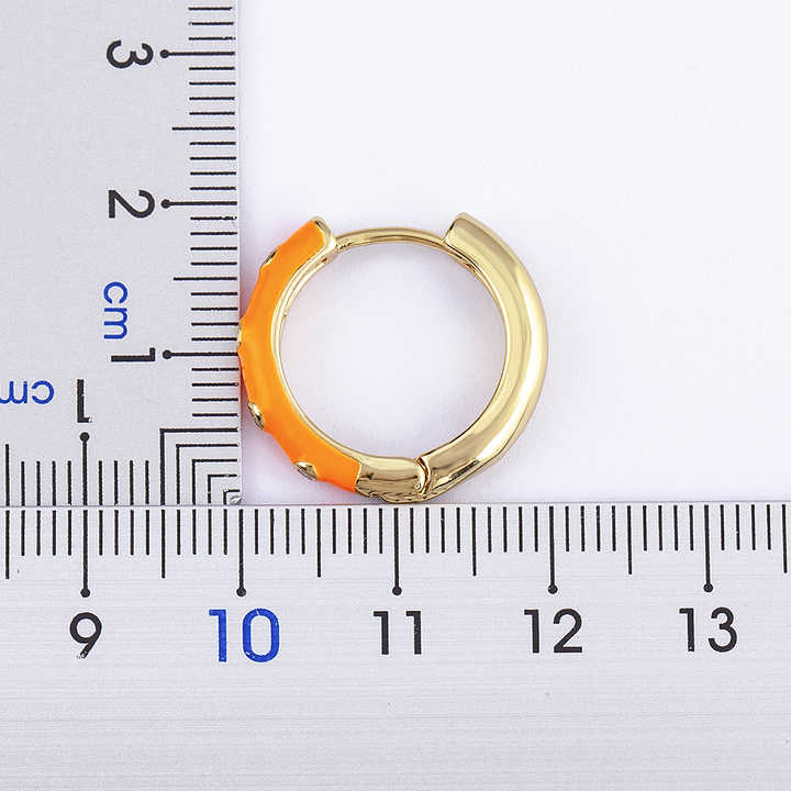 Fashion Design Gold Plated Crystal Stud Earrings Round Circle Cubic Zircon Copper Enamel Color Friendship Gift Wholesale