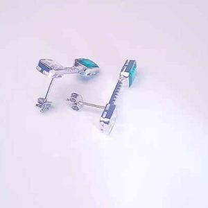 925 Sterling Silver Stud Earrings with Green Synthetic Crystal Gemstone, Square Geometric Fine Jewelry for Women Wedding Party Anniversary