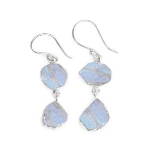 Handmade Gold-Plated 925 Sterling Silver Rainbow Moonstone Drop Earrings - Ethnic Dangle Jewelry Gift for Women Men