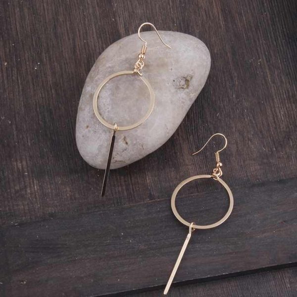 New Women Metal Square Crystal Multiple Circle Drop Hoop Dangling Earring Copper Jessica Circle Earring