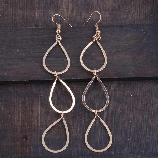New Women Metal Square Crystal Multiple Circle Drop Hoop Dangling Earring Copper Jessica Circle Earring