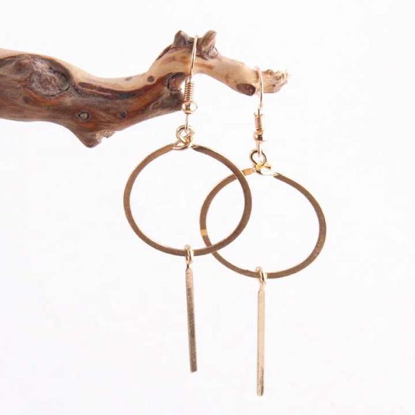 New Women Metal Square Crystal Multiple Circle Drop Hoop Dangling Earring Copper Jessica Circle Earring