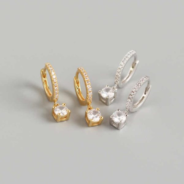Duyizhao INS Jewelry 925 Sterling Silver Women Cubic Zirconia Crystal Drop Charm Tiny Huggie CZ Pave Hoop Earrings With Diamond
