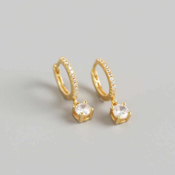 Duyizhao INS Jewelry 925 Sterling Silver Women Cubic Zirconia Crystal Drop Charm Tiny Huggie CZ Pave Hoop Earrings With Diamond