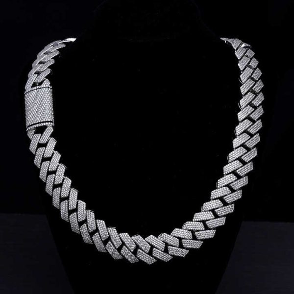 Custom 14k White Gold Iced out Lab Grown Diamond Cuban Link Chain Hip Hop Miami Cuban Fine Chains Necklaces for Men Women