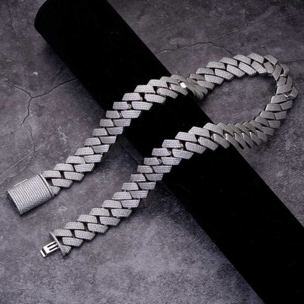 Custom 14k White Gold Iced out Lab Grown Diamond Cuban Link Chain Hip Hop Miami Cuban Fine Chains Necklaces for Men Women