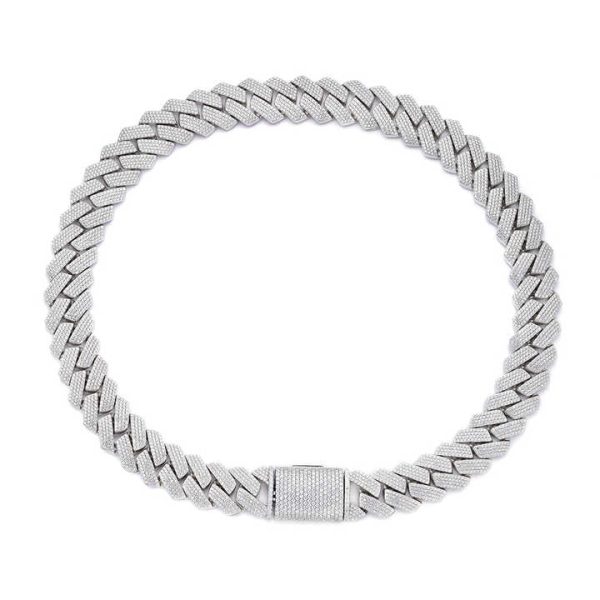 Custom 14k White Gold Iced out Lab Grown Diamond Cuban Link Chain Hip Hop Miami Cuban Fine Chains Necklaces for Men Women