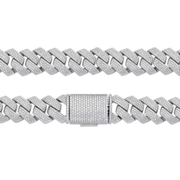 Custom 14k White Gold Iced out Lab Grown Diamond Cuban Link Chain Hip Hop Miami Cuban Fine Chains Necklaces for Men Women