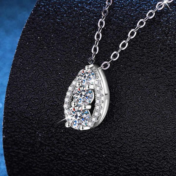 Original 925 Sterling Silver Women's Simple Fashion Water Droplets Pendant Necklace 60D Color Moissanite Fine Chains Wholesale