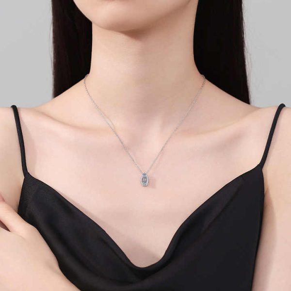 Original 925 Sterling Silver Women's Simple Fashion Water Droplets Pendant Necklace 60D Color Moissanite Fine Chains Wholesale