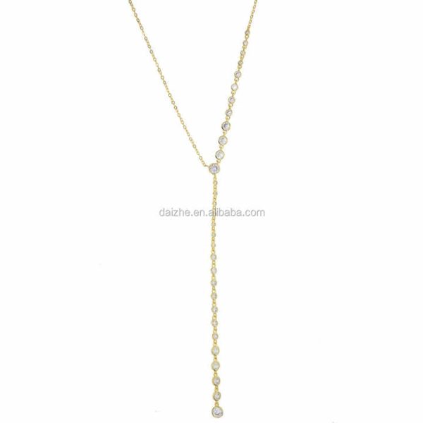 Fashion Long Tassel Thin Chain Y Shape Necklace for Women Gold Plated Small to Large Round Dangle Beads Sexy Women Fine Jewelry