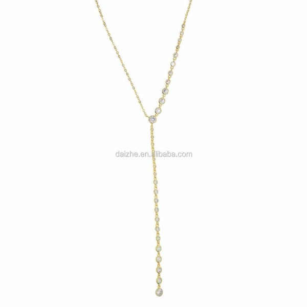 Fashion Long Tassel Thin Chain Y Shape Necklace for Women Gold Plated Small to Large Round Dangle Beads Sexy Women Fine Jewelry