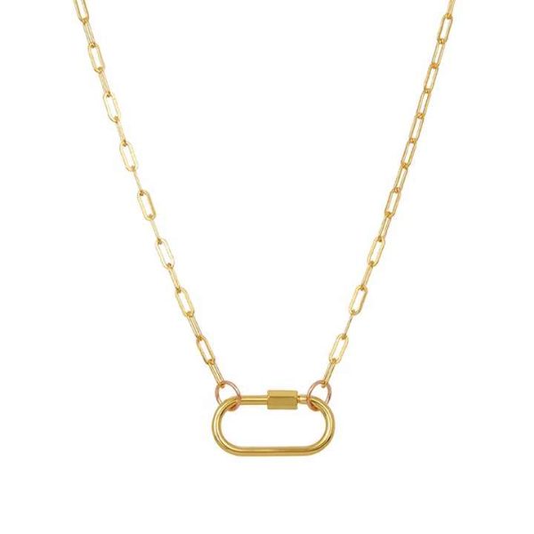 High Quality Wholesale 925 Sterling Silver 14K/18K Gold Plated Vermeil Diy Charm Fashion Jewelry Link Lock Necklace for Women