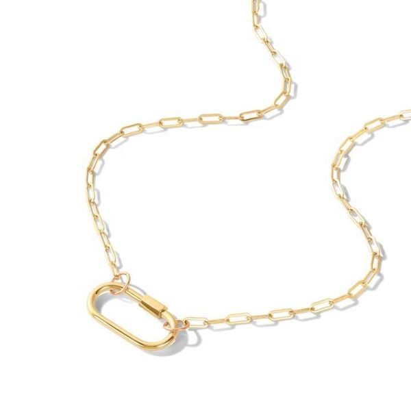 High Quality Wholesale 925 Sterling Silver 14K/18K Gold Plated Vermeil Diy Charm Fashion Jewelry Link Lock Necklace for Women