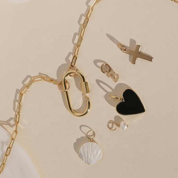 High Quality Wholesale 925 Sterling Silver 14K/18K Gold Plated Vermeil Diy Charm Fashion Jewelry Link Lock Necklace for Women
