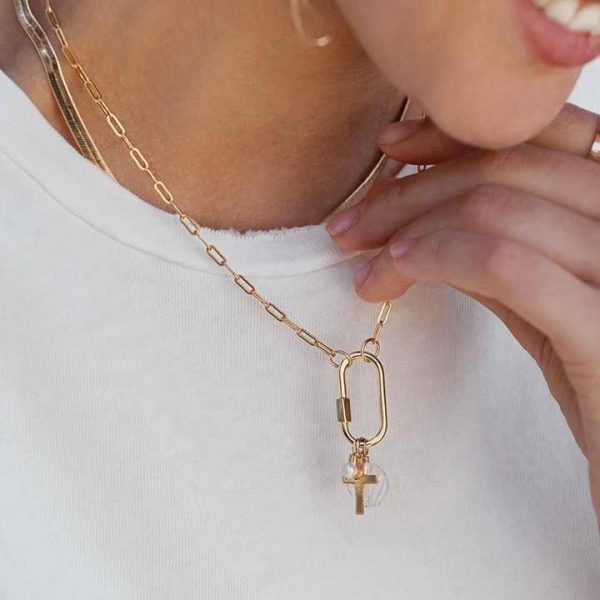 High Quality Wholesale 925 Sterling Silver 14K/18K Gold Plated Vermeil Diy Charm Fashion Jewelry Link Lock Necklace for Women