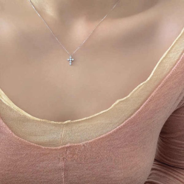 Personality 14K Gold Plated S925 Sterling Silver Mini Cross Necklace Women's Collarbone Chain Fine Jewelry Necklace