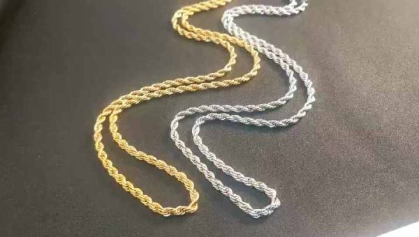 Stainless Steel Twist Rope Chain Necklace - 3mm 4mm 5mm Gold Silver Non-Tarnish Hiphop Jewelry for Men and Women