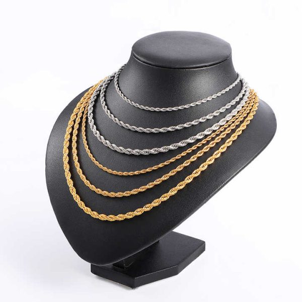 Wholesale 3mm 4mm 5mm 18k Gold Twist Chain Twist Rope Chain Non Tarnish Stainless Steel Gold Silver Necklaces