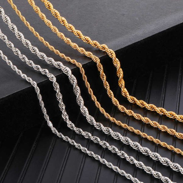 Wholesale 3mm 4mm 5mm 18k Gold Twist Chain Twist Rope Chain Non Tarnish Stainless Steel Gold Silver Necklaces