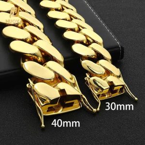 Hip Hop Style 30mm/40mm Personalized Custom Cuban Link Chain Fine Jewelry for Men 14k Gold Plated Cuban Chain Necklace